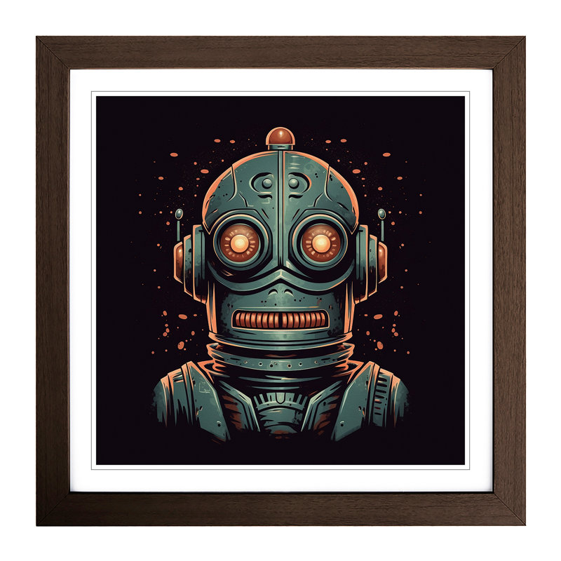Robot Deco - Framed Print, Walnut