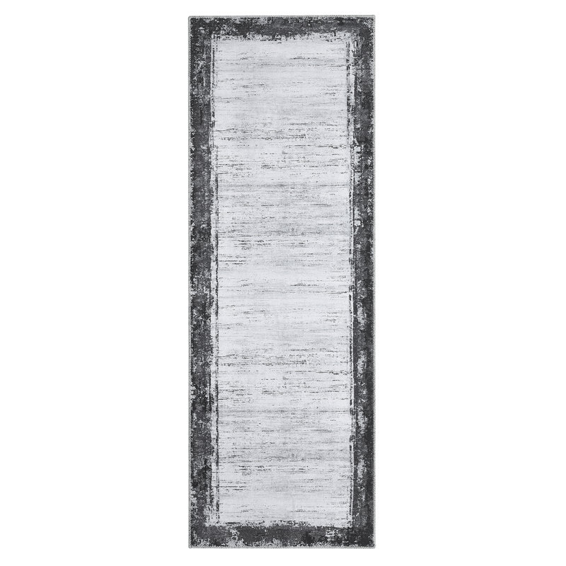 Machine Washable Rugs Bordered Modern Non-Slip Low Pile Rubber Backing Indoor Area Rug for Living Room Bedroom Kitchen Dining Room