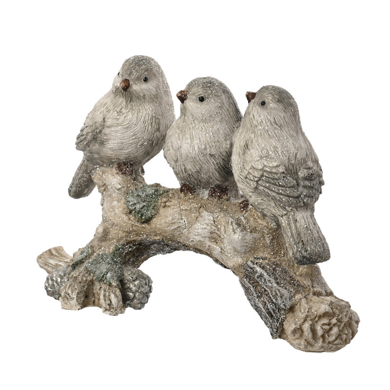 3 Resin Birds On A Branch Ornament