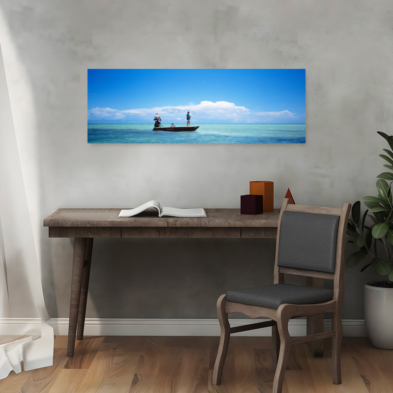 Petite embarcation de pêche Tarpon, art mural paysage marin océan, Floride, États-Unis, H 12 po x l 36 po