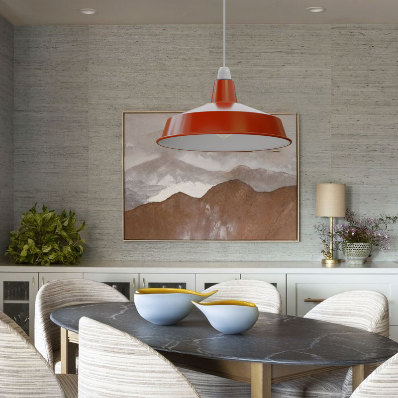18.7cm H Metal Dome Lamp Shade, Orange