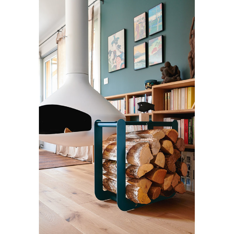 Nevado 24" W x 10.5" D Metal Log Store, Acapulco Blue
