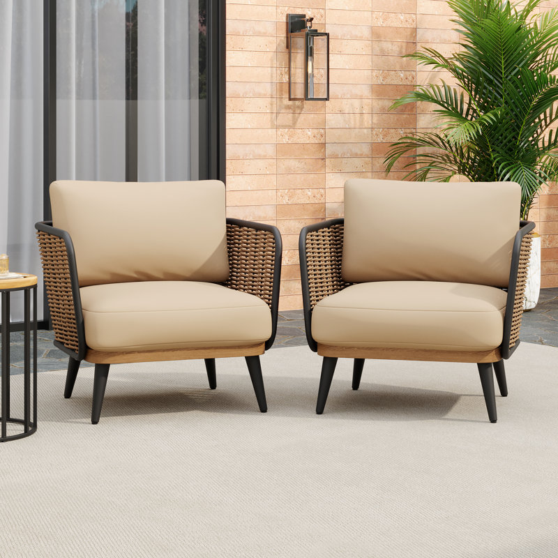 Chaises de patio en rotin PE avec structure et coussins en fer Citali