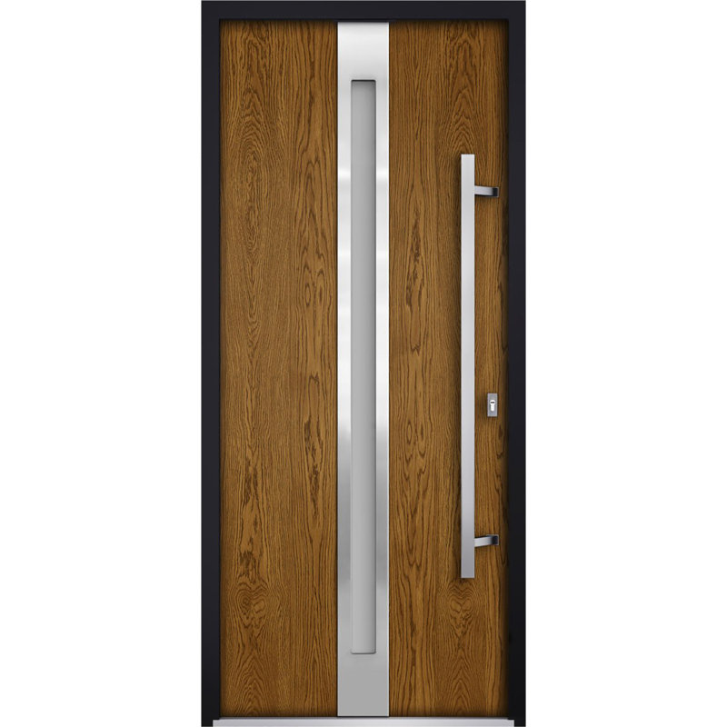 Deux 36'' x 80'' Glass Metal Front Entry Door, Left Hand