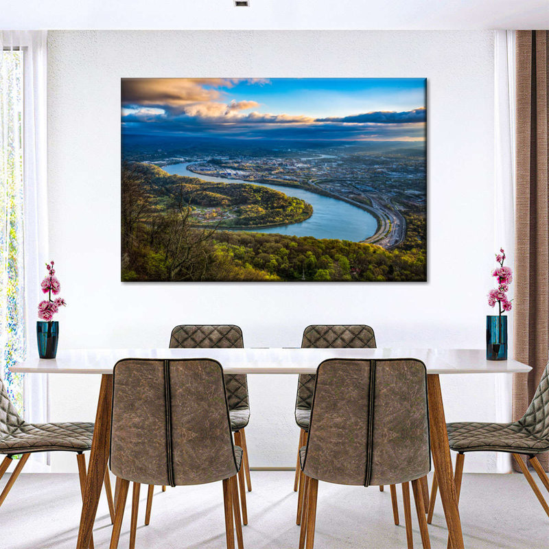 Vue aérienne de Chattanooga, Tennessee, sur toile, H 8 po x l 12 po x P 1 po