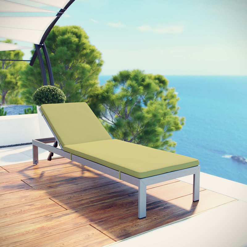 Chaise de patio d'extérieur en aluminium avec coussins Shore, Péridot