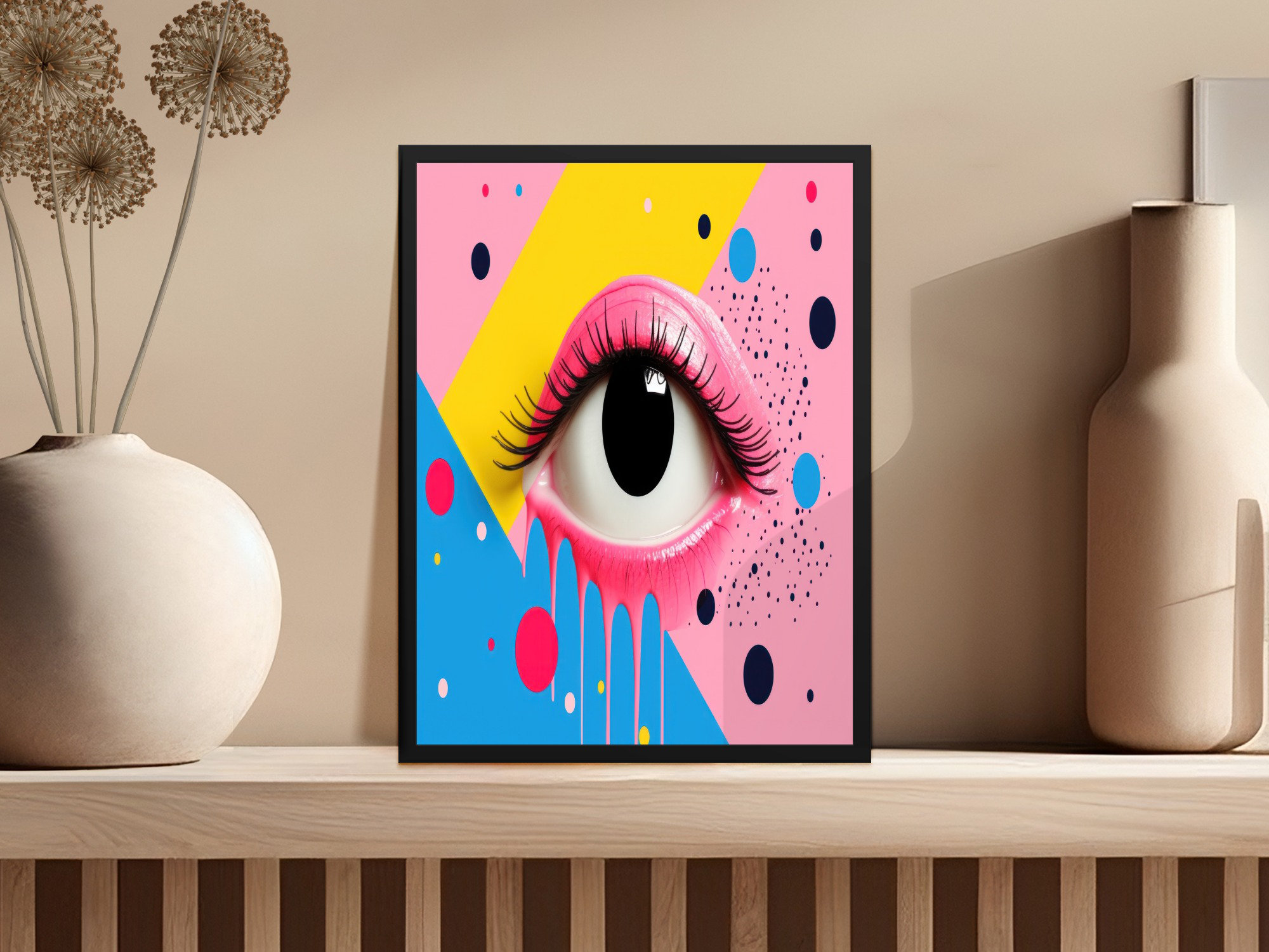 Brayden Studio Abstract Eye with Bold Colors Wall Art Decoration Framed ...