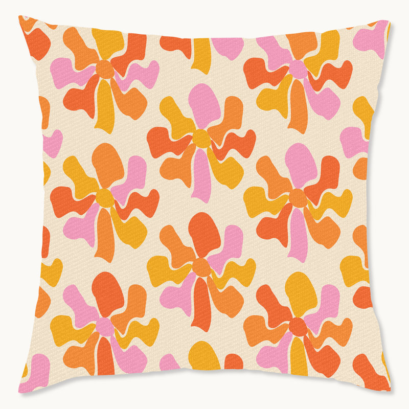 Coussin décoratif intérieur / extérieur en polyester rétro floral
