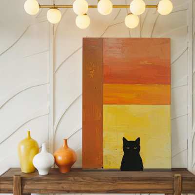 Canvas Minimalist Black Cat Abstract Color Field Feline Art Stillness Becomes Wall Art Ready To Hang Gallery Wrapped Home Decor Decor