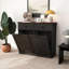 Farmhouse Trash Can Buffet Cabinet - Space-Saving Dual Bin Storage with Barn Doors-1799818300