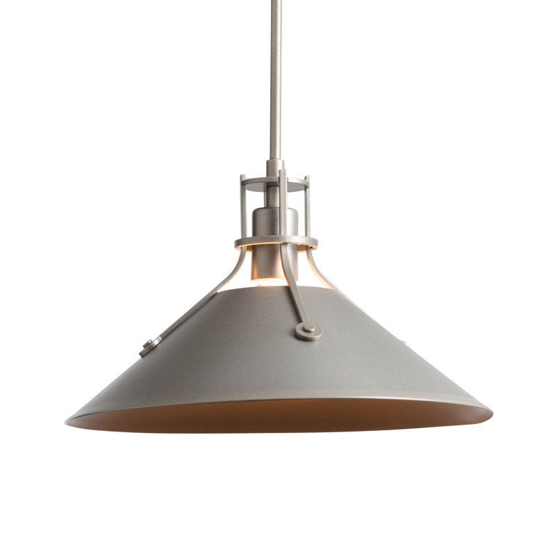 Henry Outdoor Pendant with Metal Shade, Coastal Burnished Steel, 8.7" H x 14.4" W x 14.4" D