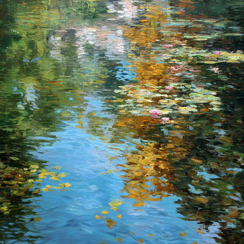 «Autumn Water Reflections», art mural sur toile tendue, H 40 po x l 40 po x P 1,5 po