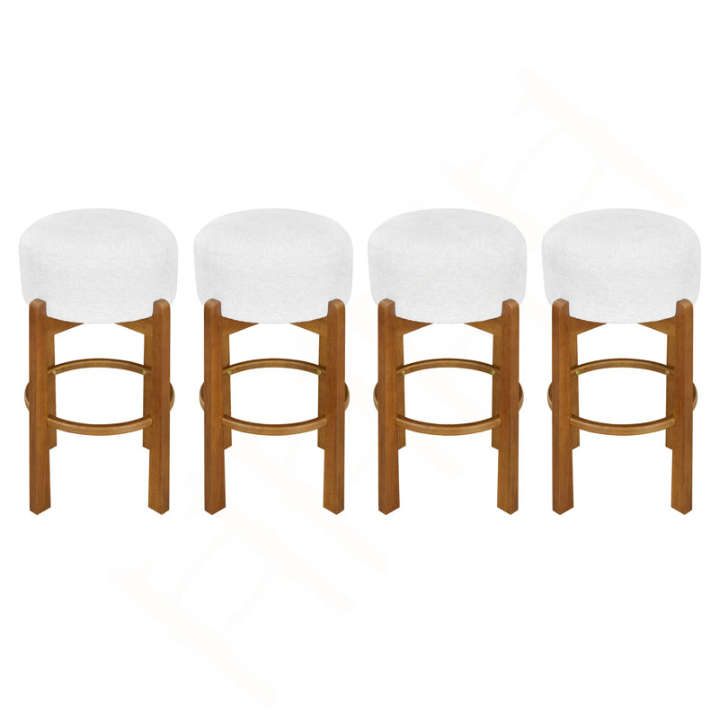 Indoor Wooden Upholstered Barstool, 4, Walnut
