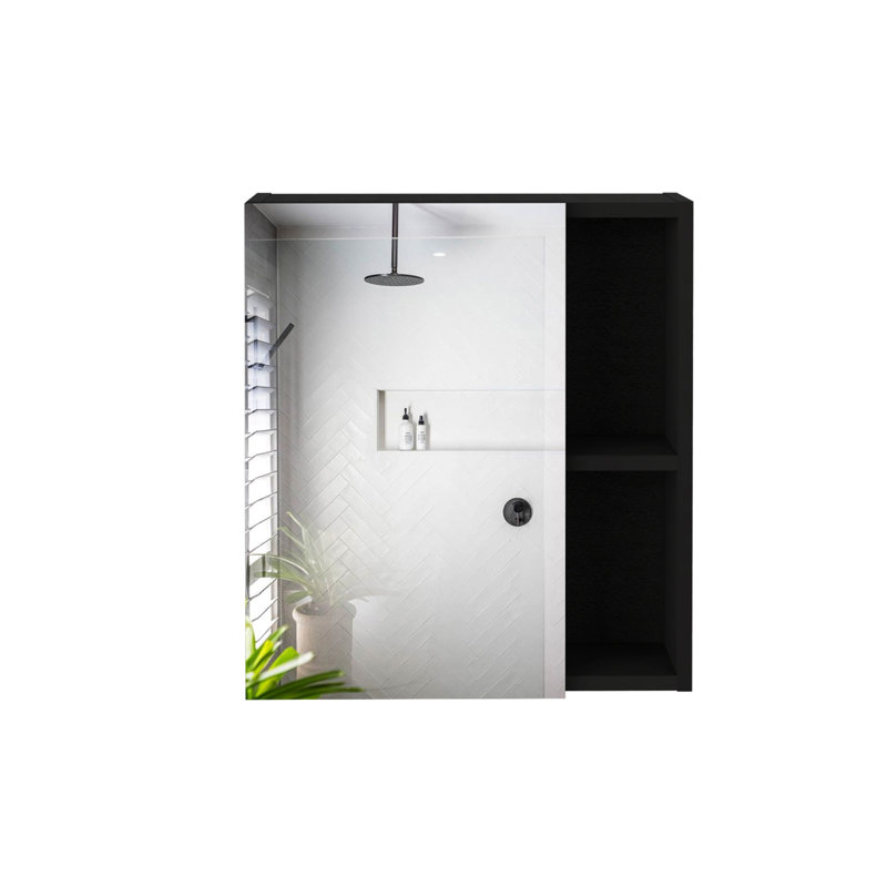 Armoire à pharmacie avec miroir Labelle, cinq tablettes internes, une porte , Noir