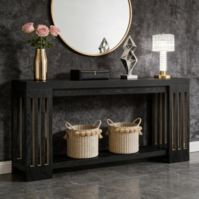 Console, table d'appoint à 2 niveaux, canapé
