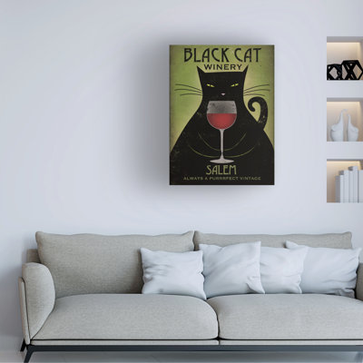 Art mural sur toile tendue - art mural «Black Cat Winery Salem» par Ryan Fowler pour le salon, la chambre à coucher ou le bureau - 18 x 24