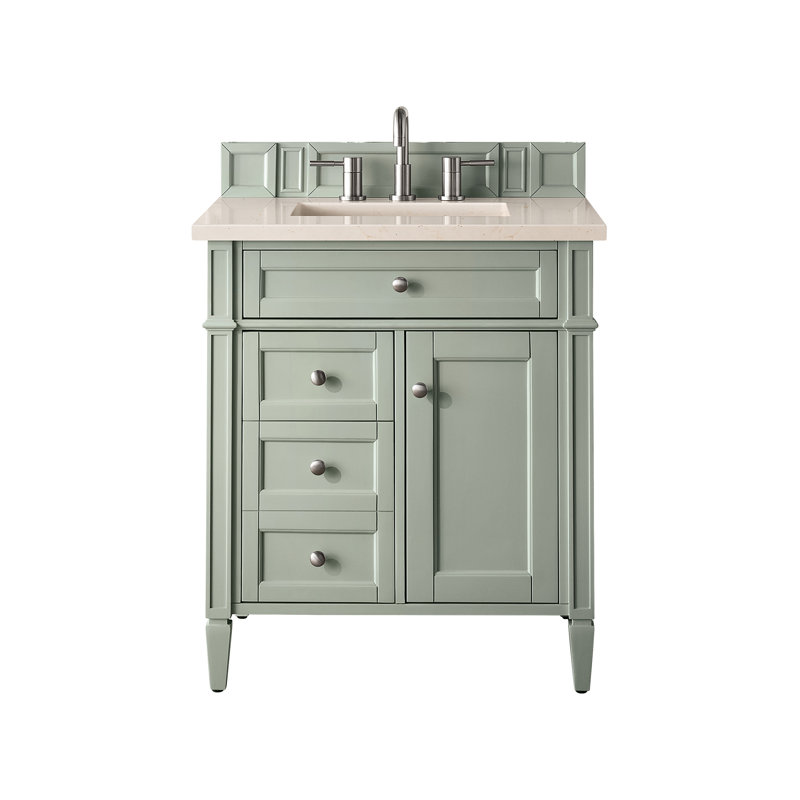 Brittany 30'' W Single Vanity, Eternal Jasmine Pearl, 8" Widespread, Sage Green