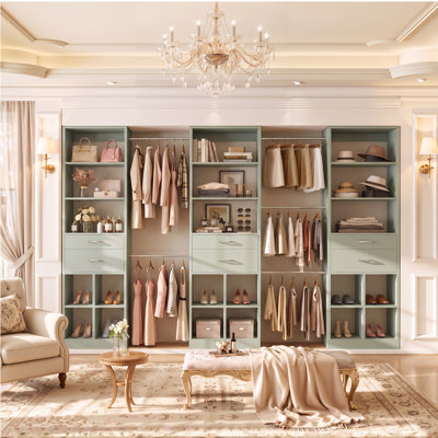 Modern Adjustable Tall Bedroom Closet System- 59.8''-122.8''Width Vanity Storage Cabinet