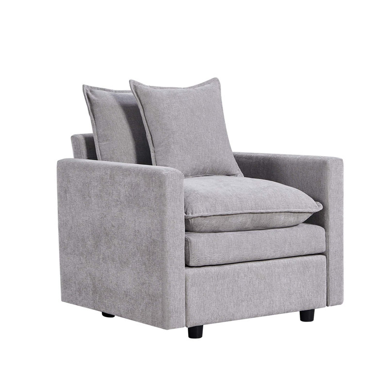 Canapé-lit en tissu d'ameublement Chenille, Gris
