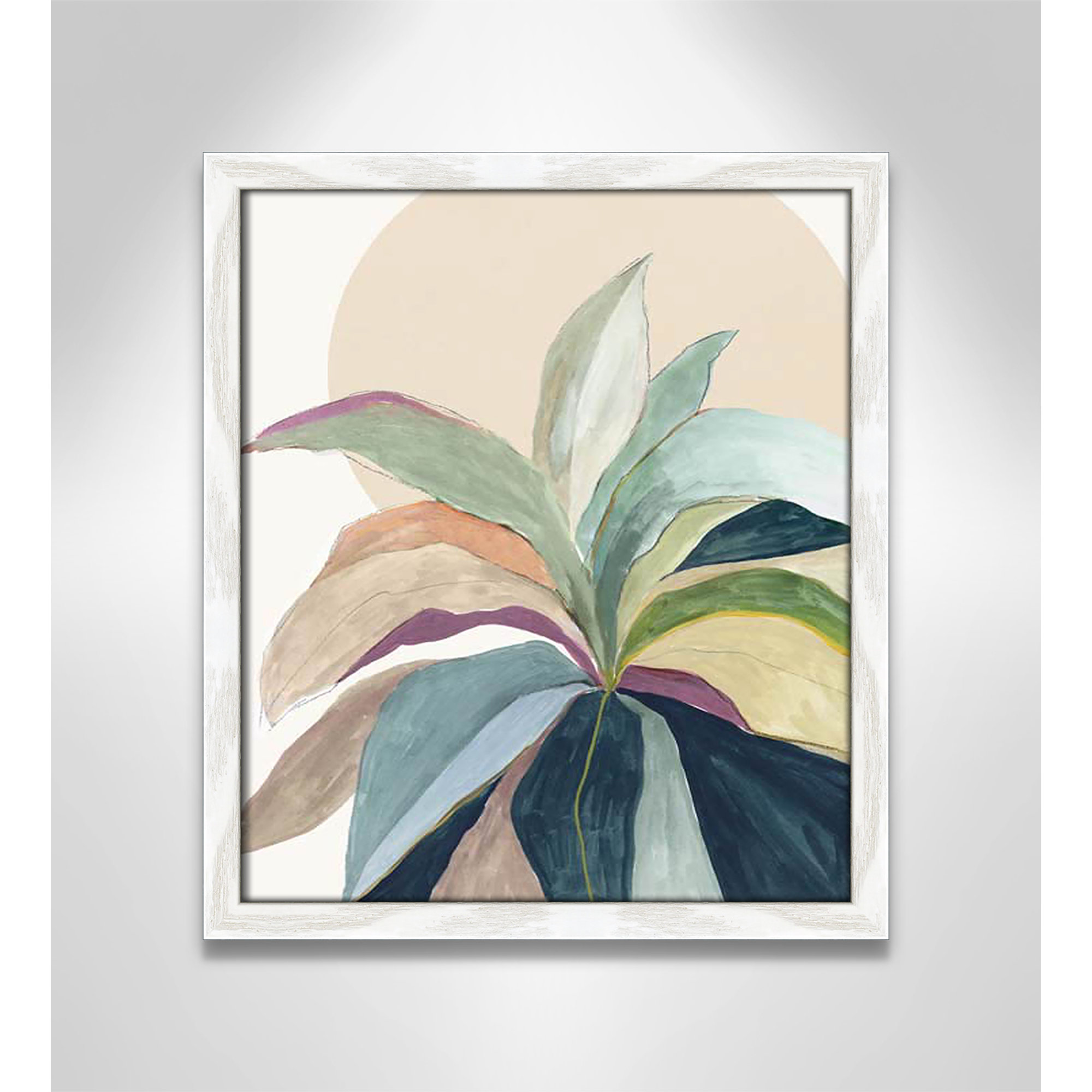 Sunny Bright Leaves II by Asia Jensen, White Slim Unmatted Picture Framed, 15" H x 13" W x 0.75" D