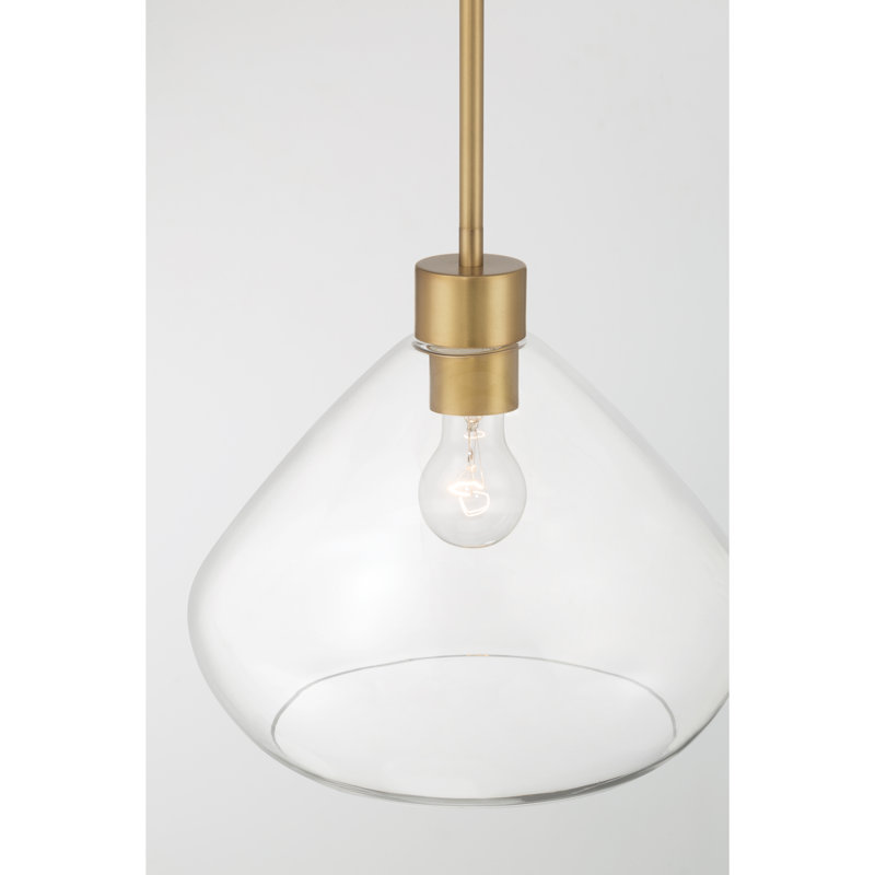 Luminaire suspendu 1 lumière 12,5 po Elaris, Laiton, Clair