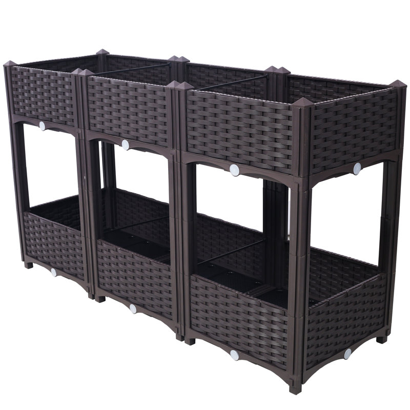Planter Raised Beds - Elevated Planter Garden Box With Drainage Plug Raised Garden Beds For Vegetable/Flower/Herb Outdoor Standing Planter Beds Gardening Kit