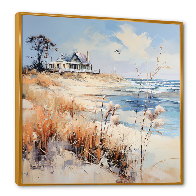«Coastal Beach Charm Retreat III», reproduction sur toile, H 16 po x l 16 po x P 1 po, Cadre flottant doré
