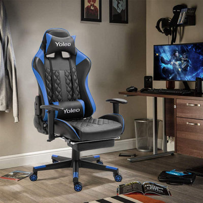 Yoleo Adjustable Reclining Ergonomic Faux Leather Swiveling PC & Racing Game Chair