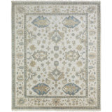 Lillie Hand Knotted Wool Oriental Area Rug in Ivory
