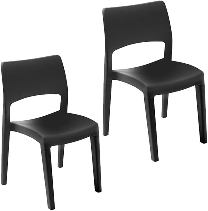 Leda Stacking Patio Dining Armchair, Black