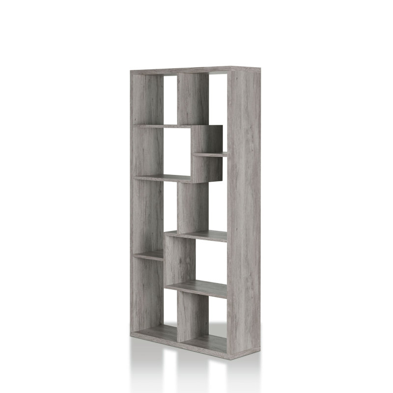 Brigman 71''H Geometric Open-Shelf Display Bookcase