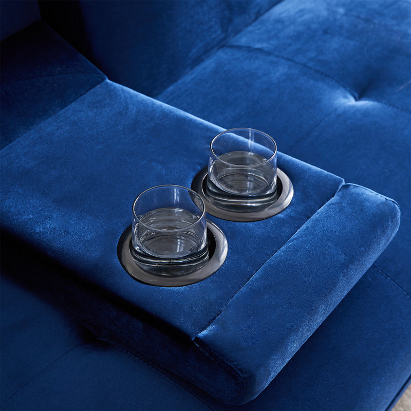 Canapé-lit 65,3 po, Velours bleu