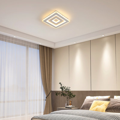 Modern 28Cm White Slim Square LED Flush Mount Ceiling Light