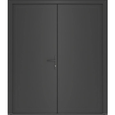 Front Exterior Prehung Metal-Plastic Double Doors / MANUX 8111 Antracite / Office Commercial and Residential Doors Entrance Patio Garage 72" x 80" (W72 x H80) Left hand Inswing
