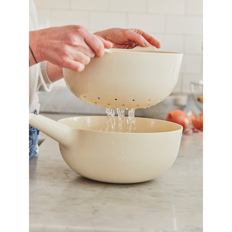 EKOBO Canton Bamboo Colander Set, Lagoon, 5.5" H x 11.5" W x 11.5" D