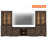 Farmhouse Mid-Century Modern TV Stand, Entertainment Center For 75" TV, 73"H 5-Tier Tall Bookcase, Open Storage & Barn Doors For Living Room, Bedroom, Espresso-920132296