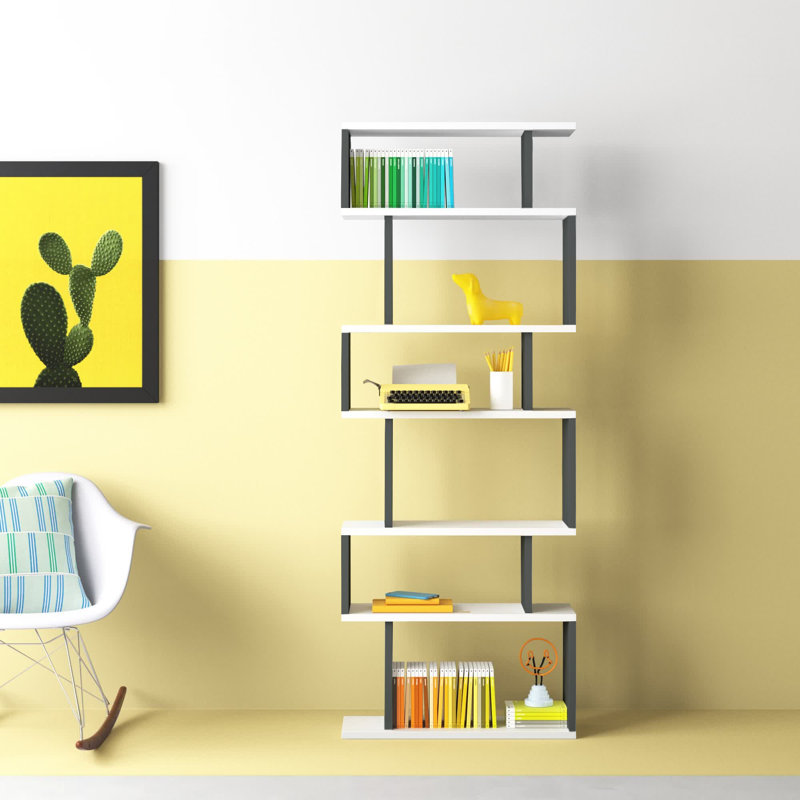 Levingston Geometric Bookcase, White