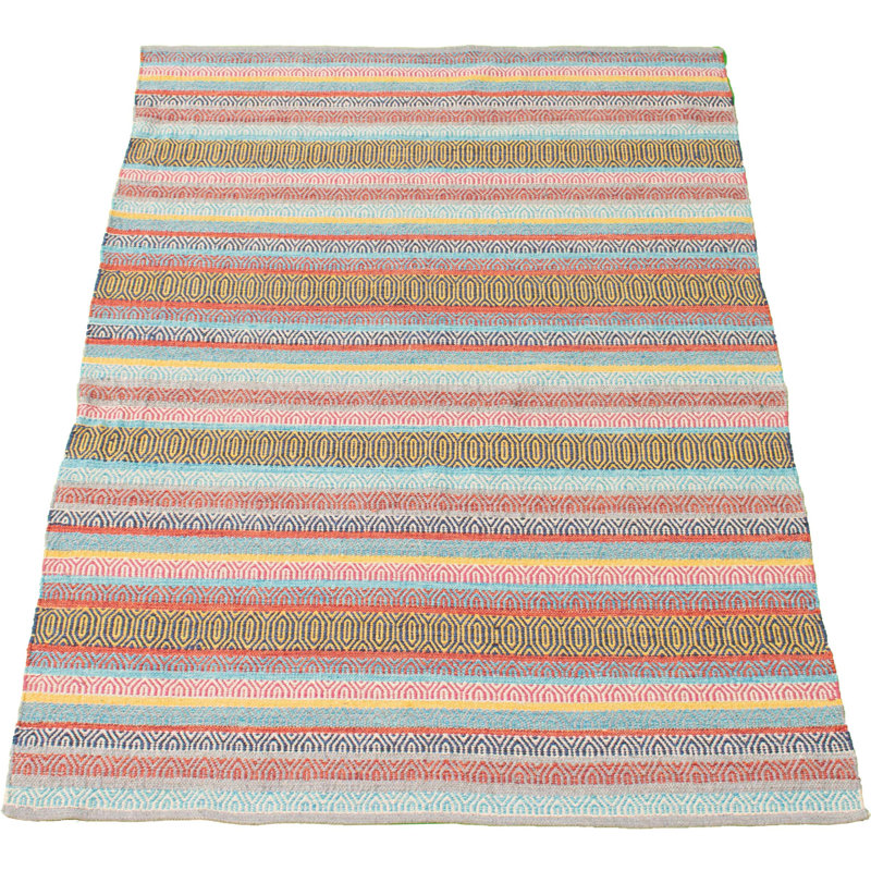 Tapis géométrique en laine à motif géométrique fait à la main turquoise / rose / brun