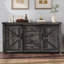 Buffet Chiara de 60 po à portes coulissantes de style grange avec tiroirs, noir-652519691