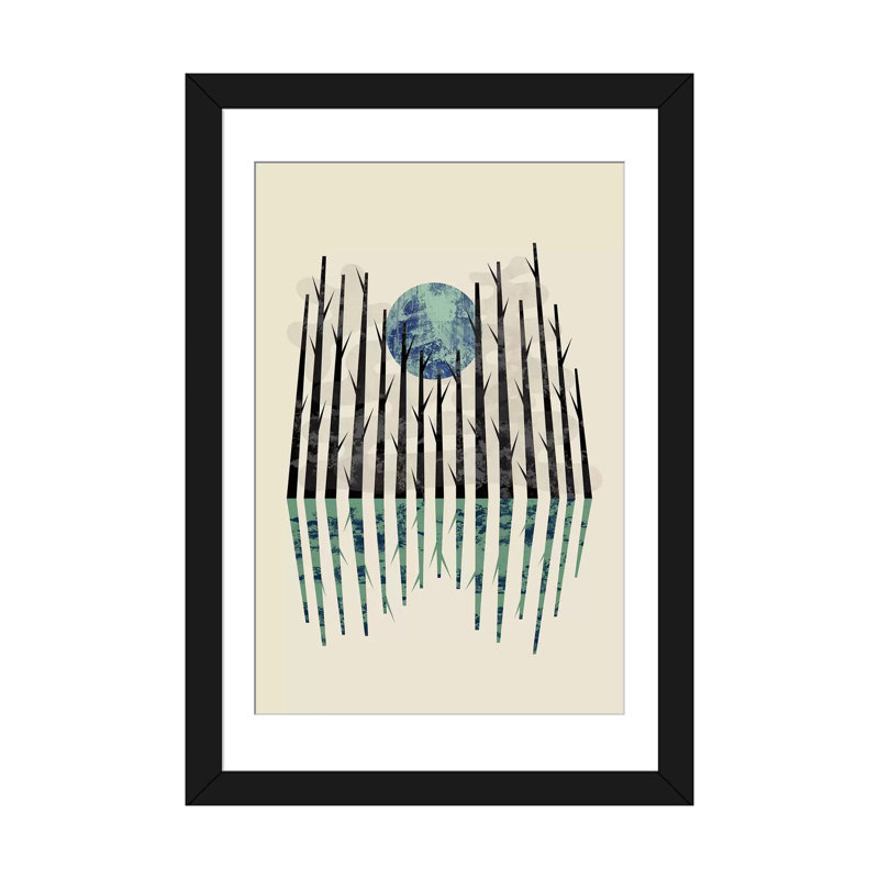 «Little Black Forest» par Flatowl, impression sur toile, H 32 po x l 24 po x P 1 po, Papier d'art encadré noir, Blanc