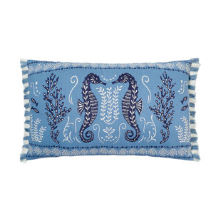 Hamilton Seahorse Embroidered Throw Pillow