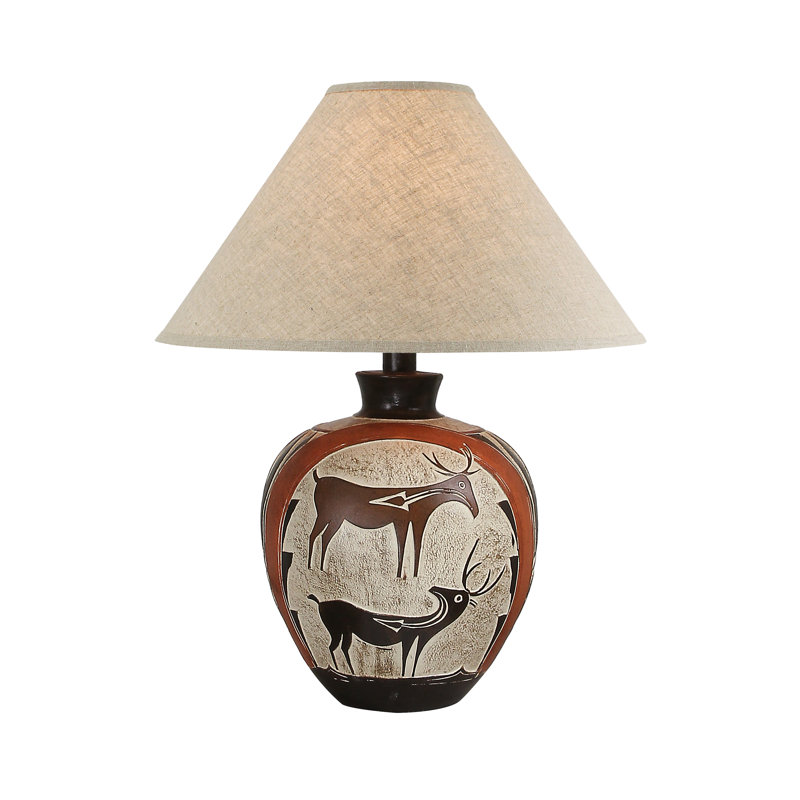 Lampe de table Eugenery, Orange / brun / gris