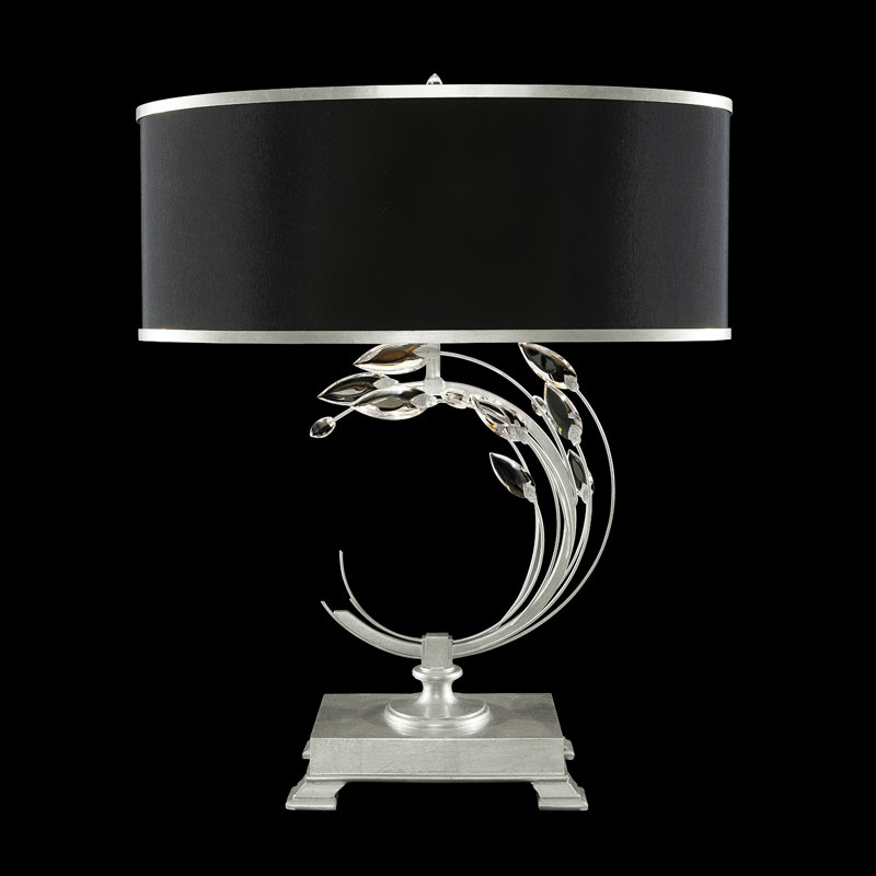 Crystal Metal Table Lamp, Black, Silver 