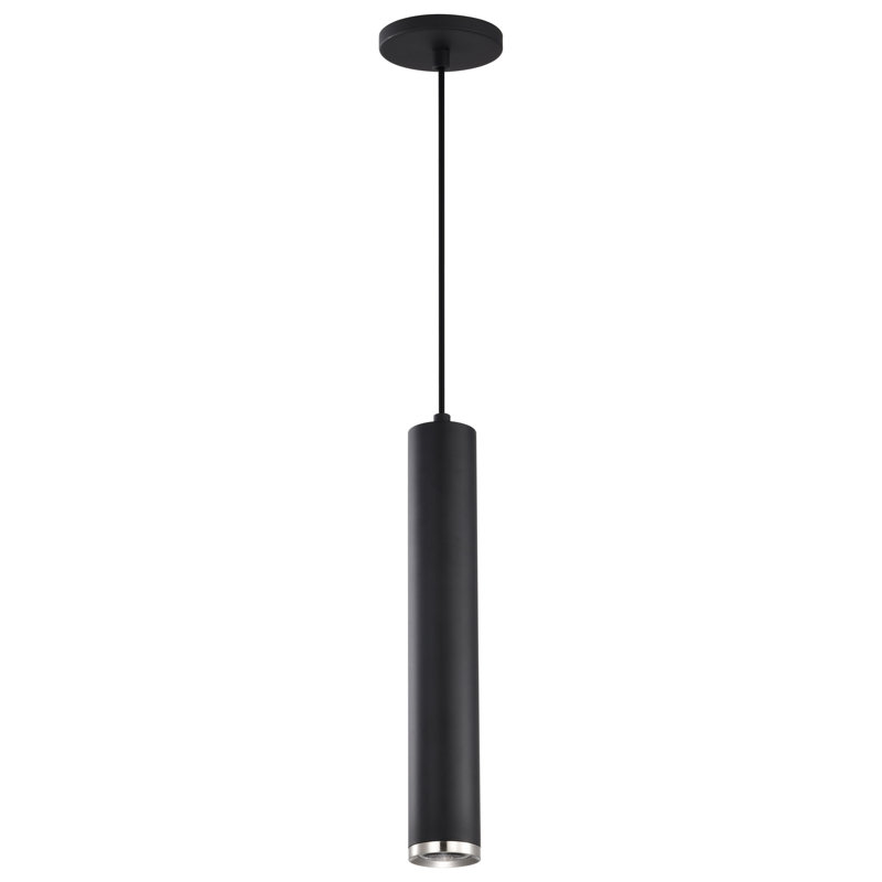 Jabien 1-Light Dimmable Aluminum Pendant, Matte Black / Brushed Nickel