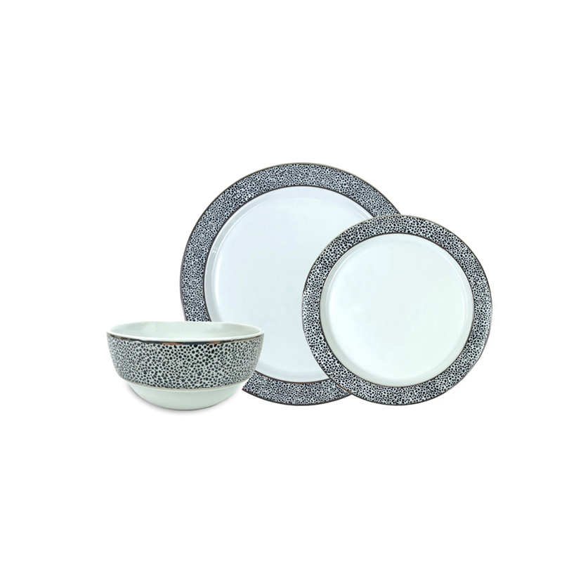 Panthera Handmade Porcelain Dinnerware Set, Black