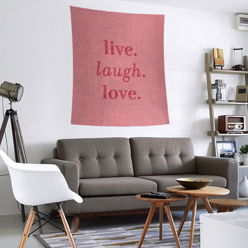 Tapisserie en polyester de rires d’amour en temps réel en polyester, H 60 po x l 51 po, Rouge