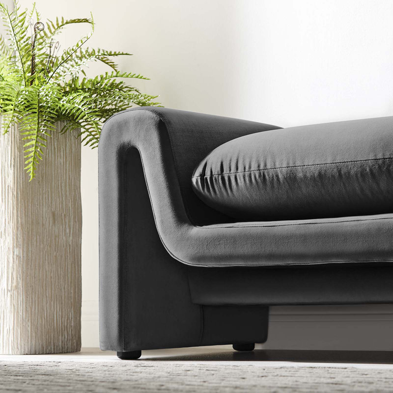 Waverly Gray Velvet 60" Upholstered Bench