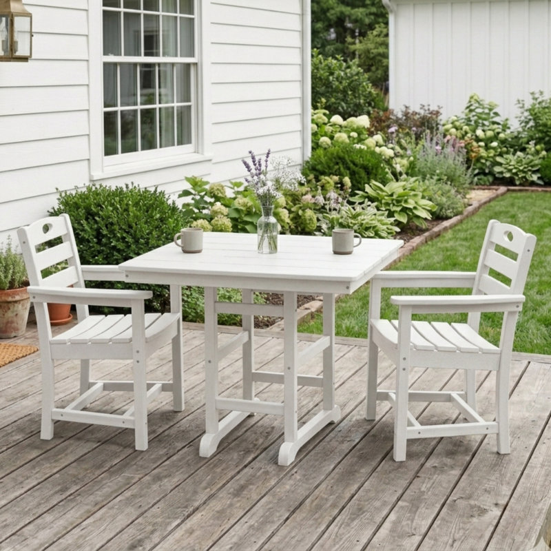Ensembles de salle à manger de patio peu encombrants, ensemble moderne en PEHD 3 pièces pour balcon