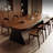 Nut-brown+Black Rectangular Solid Wood Dining Table-311030511