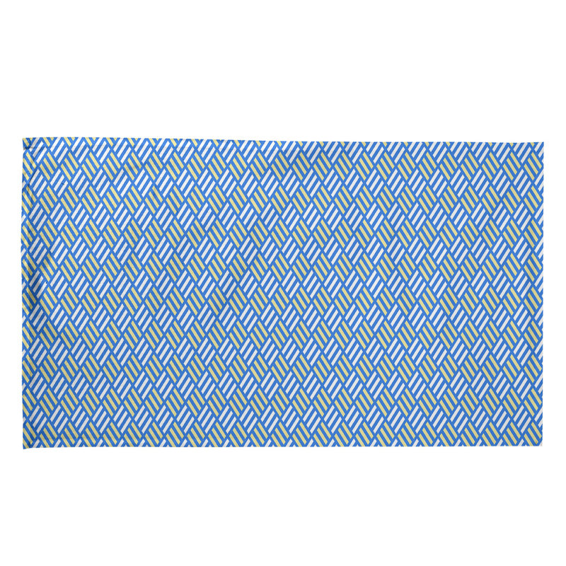 Torchon à losanges à rayures, Polyester sergé, Jaune/bleu